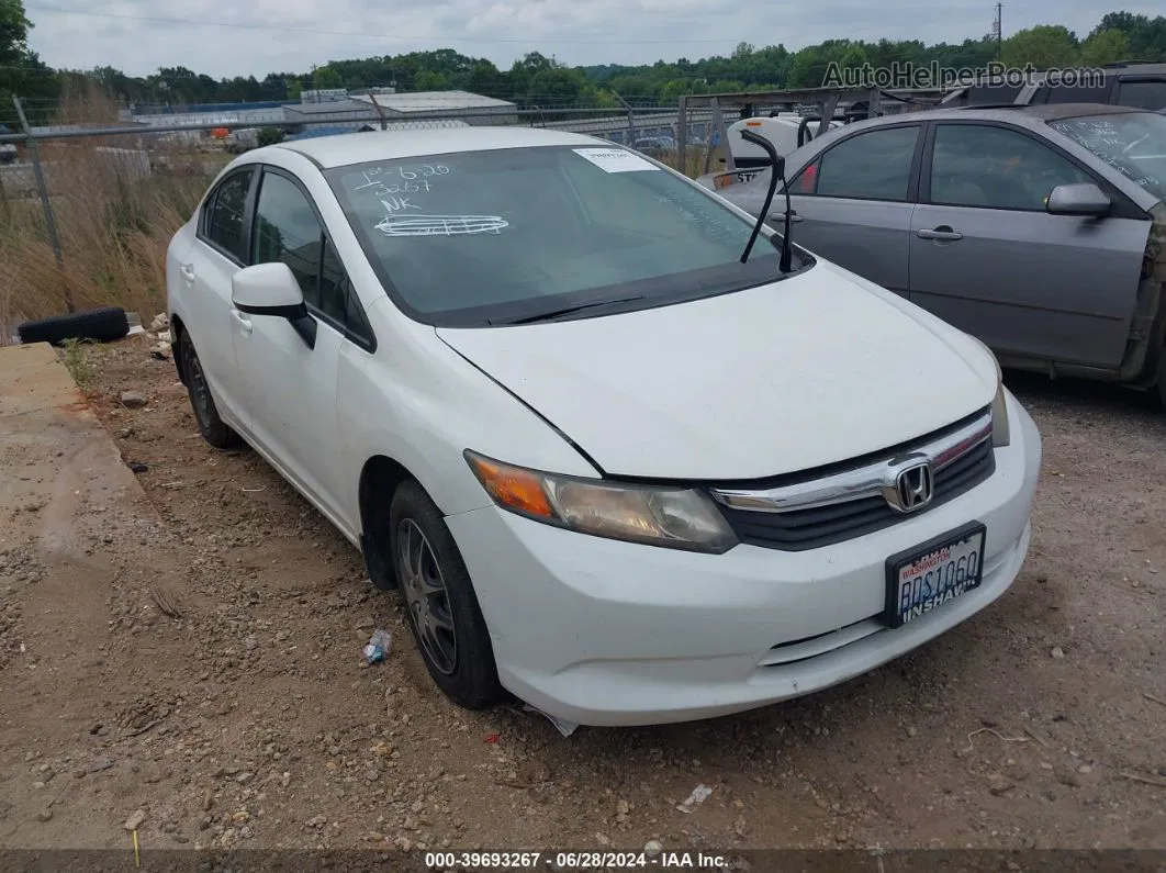 2012 Honda Civic Lx White vin: JHMFB2F56CS002197