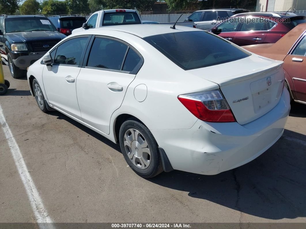 2012 Honda Civic Hybrid   White vin: JHMFB4F29CS003894