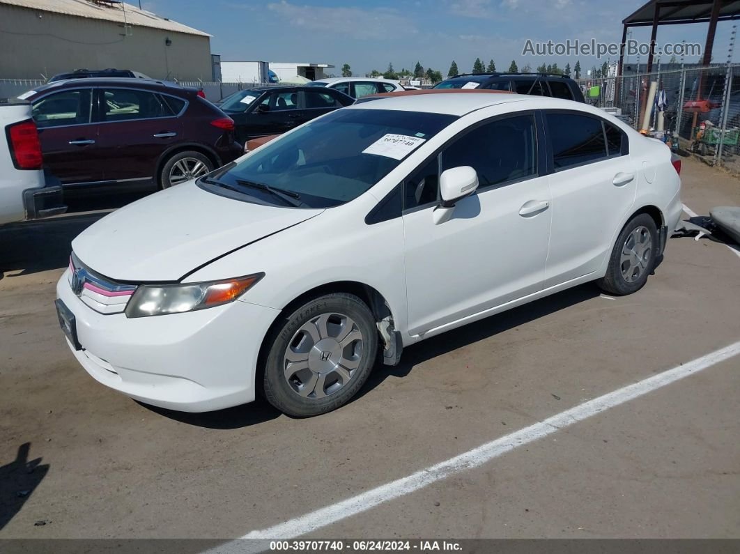 2012 Honda Civic Hybrid   White vin: JHMFB4F29CS003894