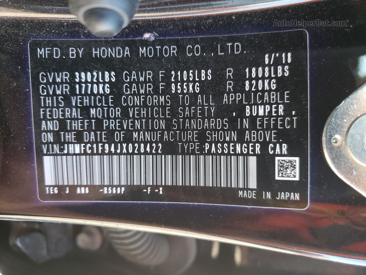 Price & History 2018 Honda Civic Touring 1.5l 4 vin