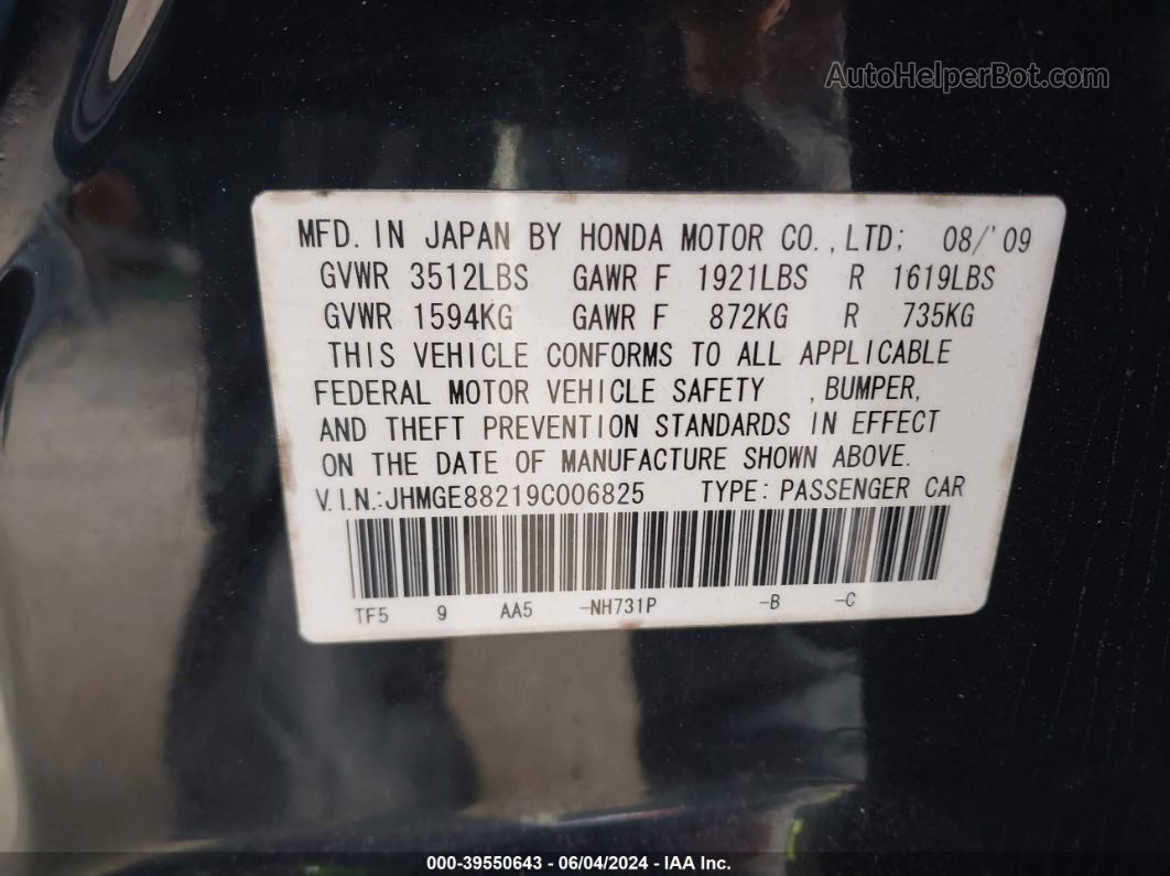 2009 Honda Fit   Black vin: JHMGE88219C006825