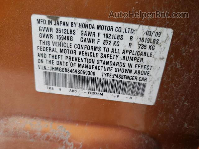 2009 Honda Fit Sport Orange vin: JHMGE88469S069300