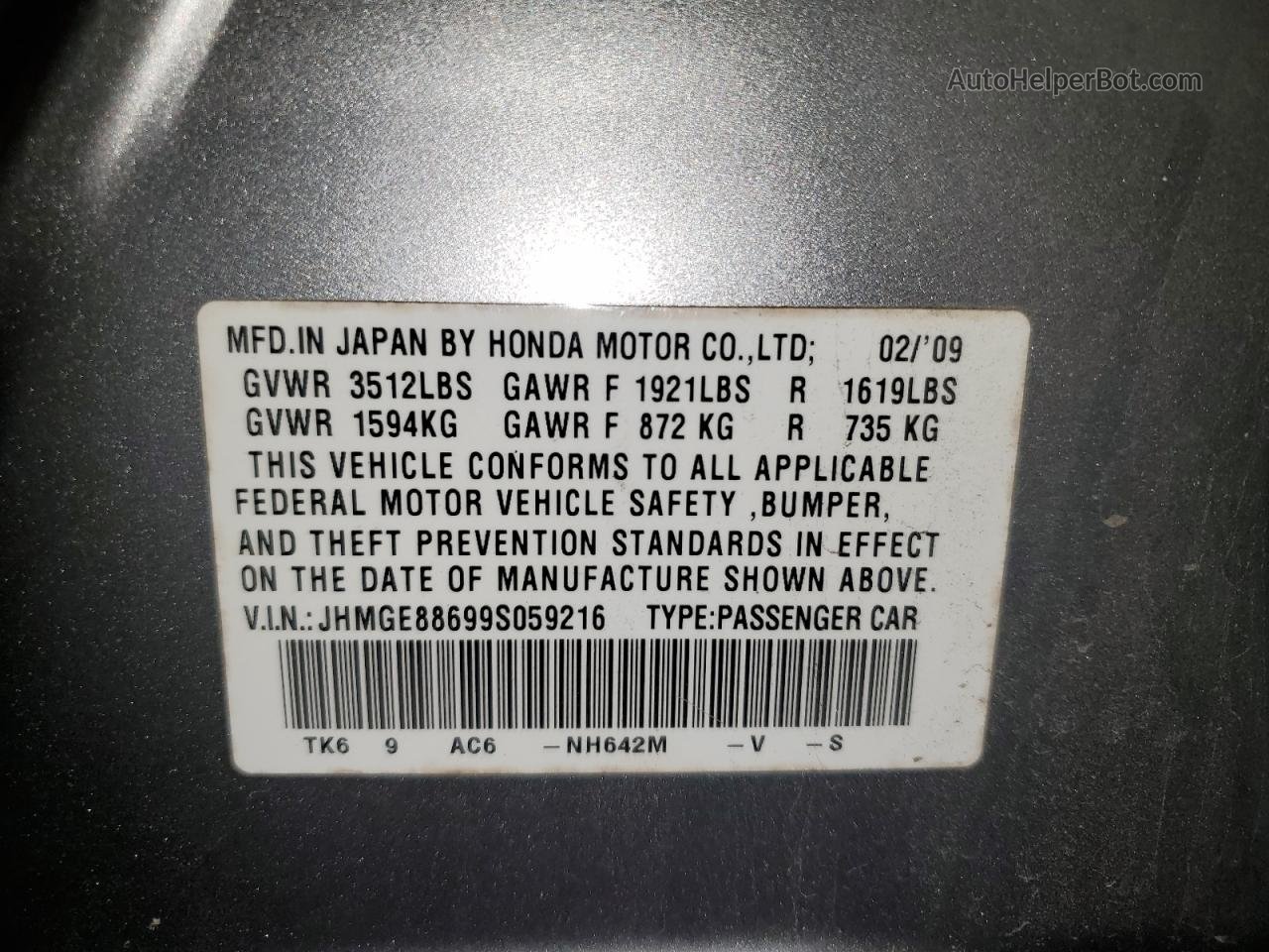 2009 Honda Fit Sport Silver vin: JHMGE88699S059216