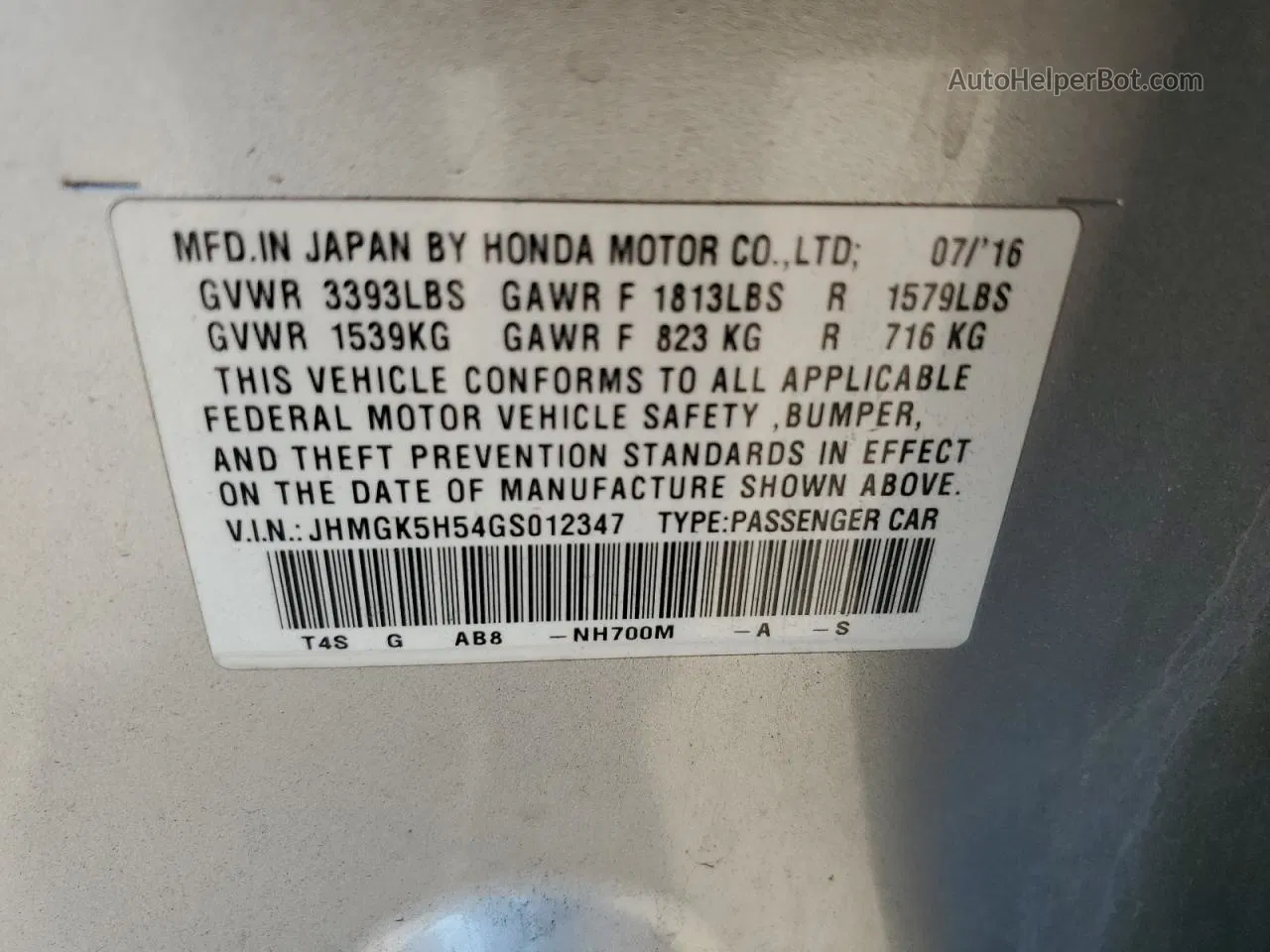 2016 Honda Fit Lx Silver vin: JHMGK5H54GS012347