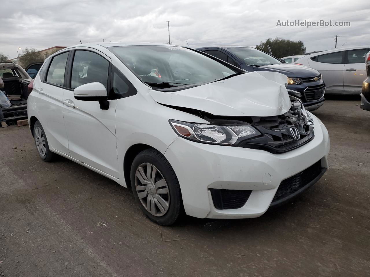 2016 Honda Fit Lx White vin: JHMGK5H54GX008589