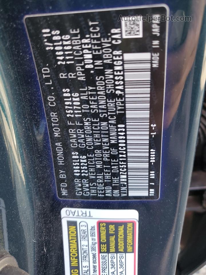 2018 Honda Clarity  Blue vin: JHMZC5F1XJC009430
