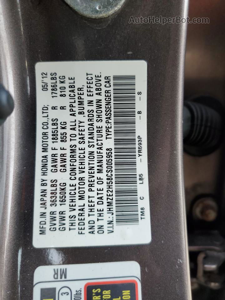 2012 Honda Insight Lx Gray vin: JHMZE2H58CS005958