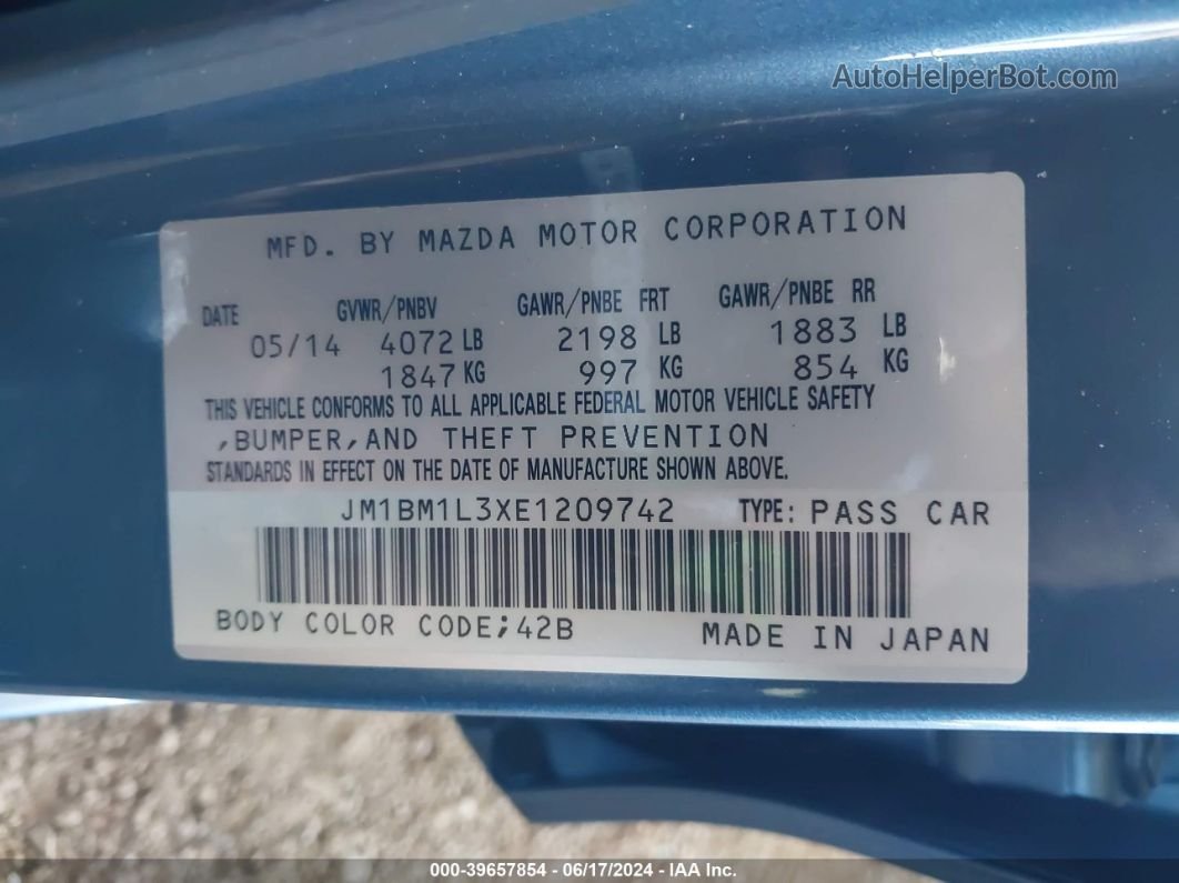 2014 Mazda Mazda3 S Touring Light Blue vin: JM1BM1L3XE1209742