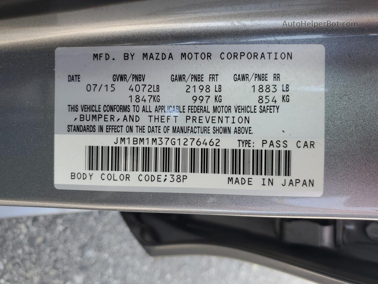 2016 Mazda 3 Touring Silver vin: JM1BM1M37G1276462