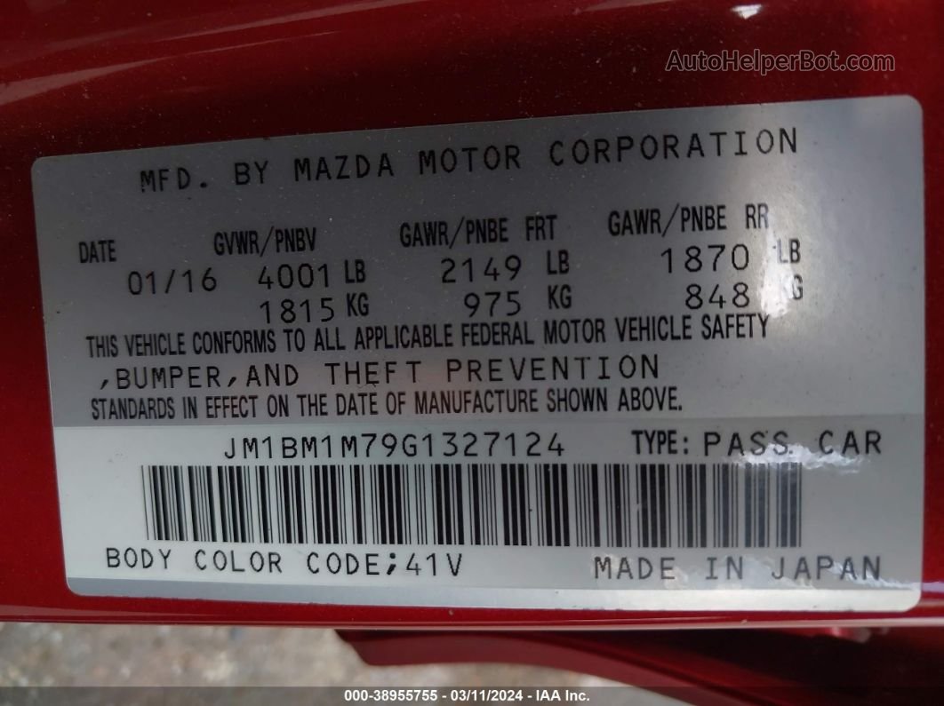2016 Mazda Mazda3 I Touring Red vin: JM1BM1M79G1327124