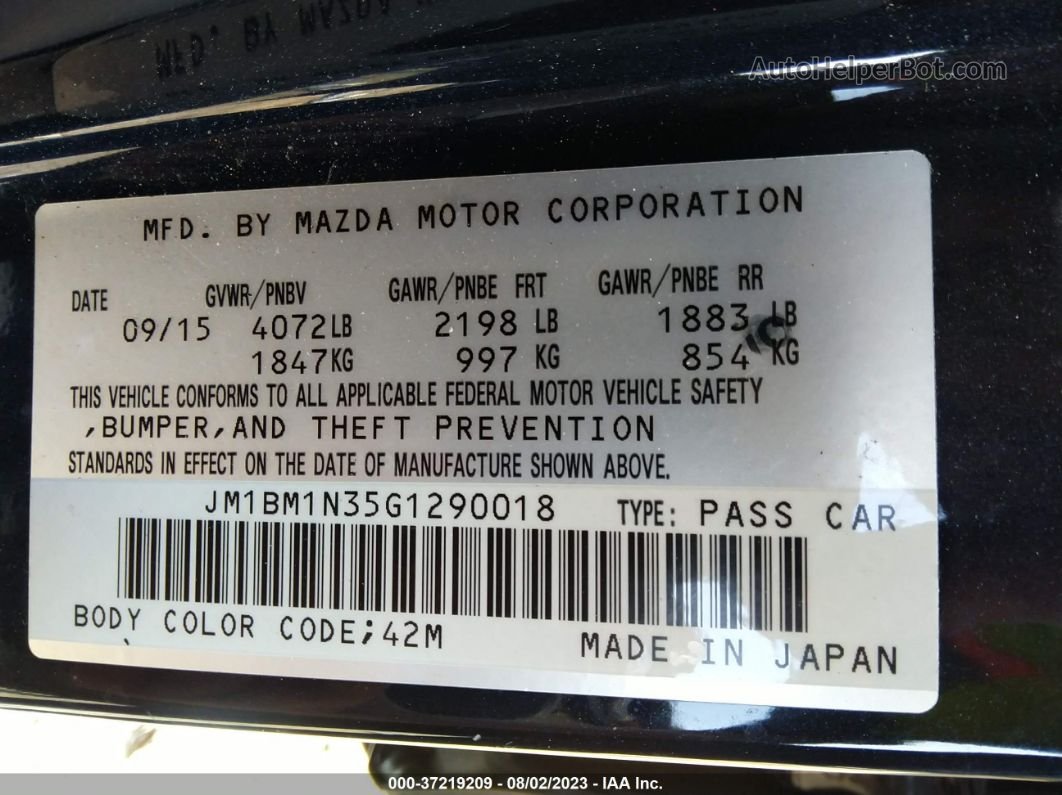 2016 Mazda Mazda3 S Grand Touring Blue vin: JM1BM1N35G1290018