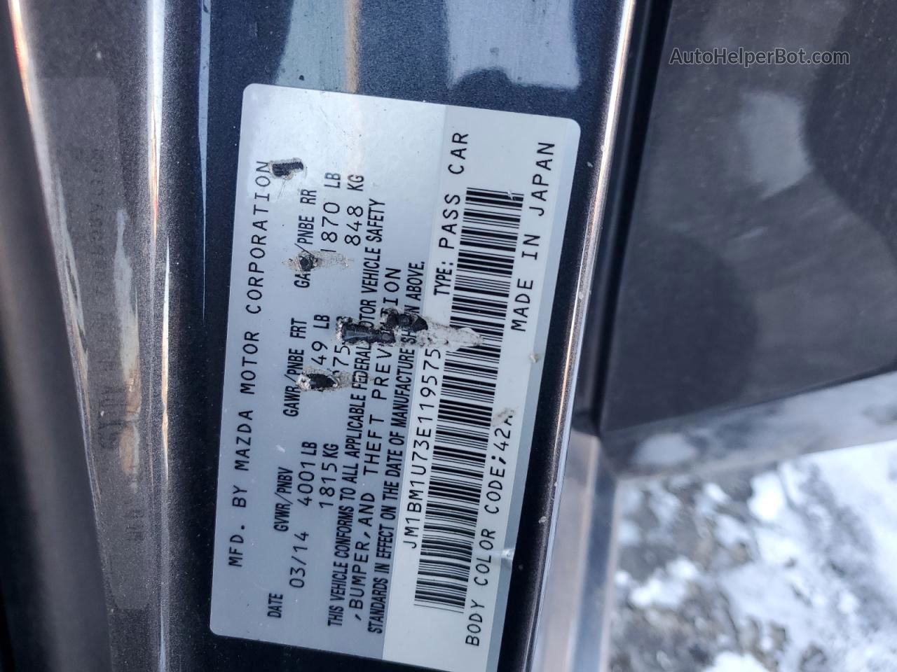 2014 Mazda 3 Sport Gray vin: JM1BM1U73E1195751
