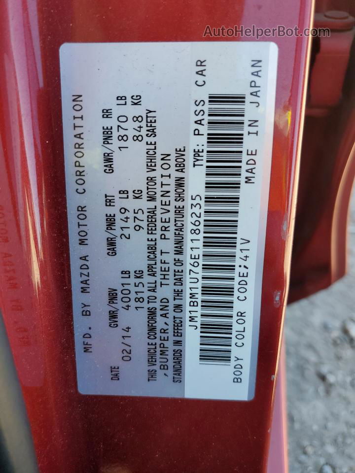 2014 Mazda 3 Sport Red vin: JM1BM1U76E1186235