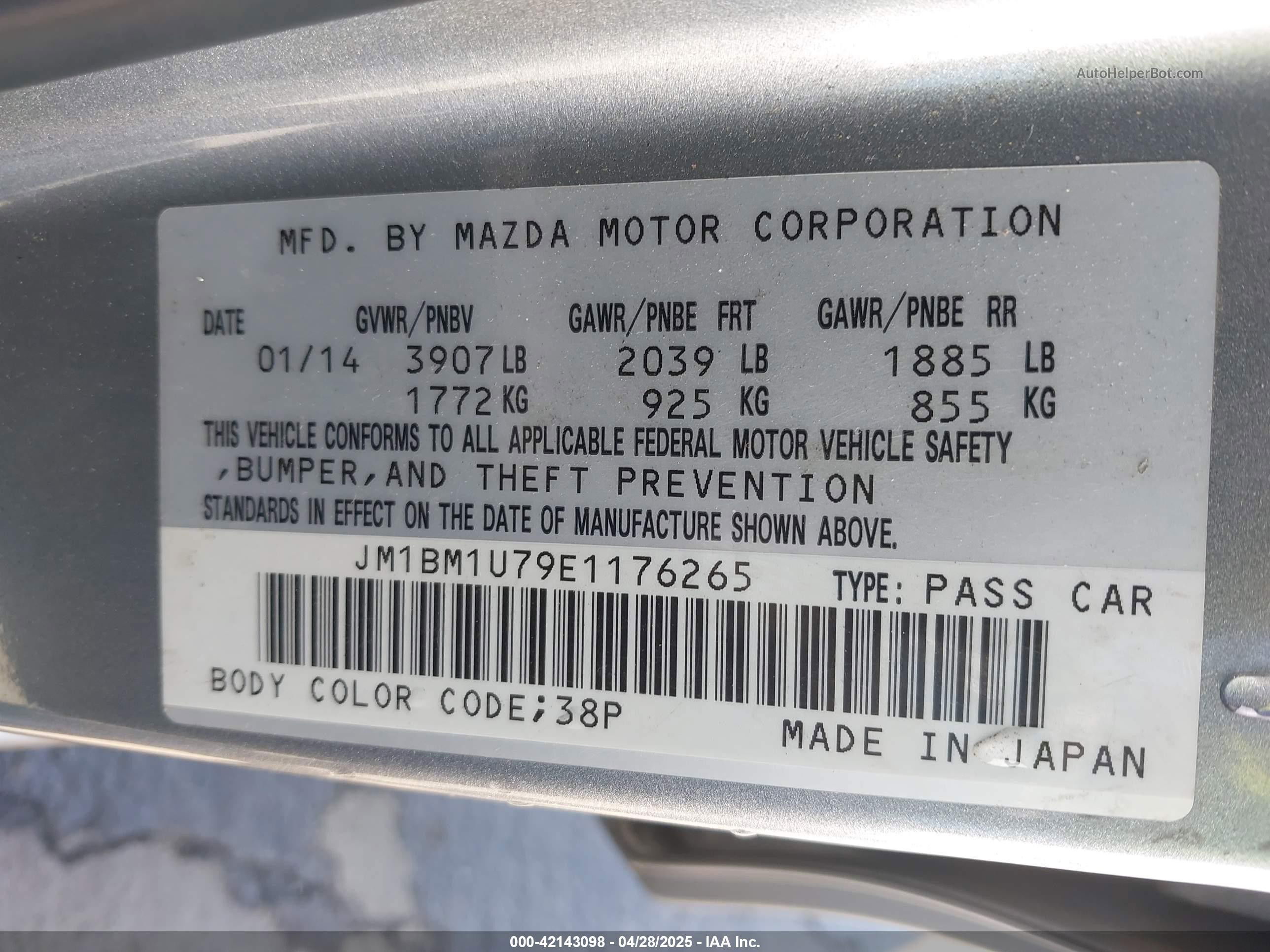 2014 Mazda Mazda3 I Sport Silver vin: JM1BM1U79E1176265