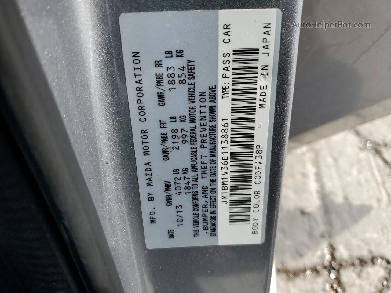 2014 Mazda 3 Touring Silver vin: JM1BM1V36E1138861