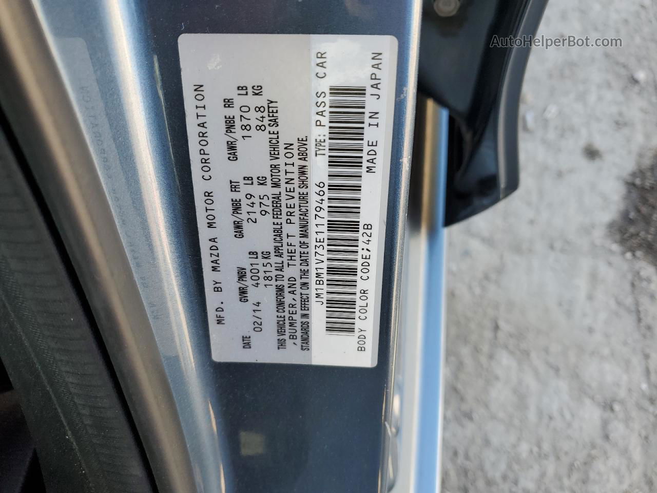 2014 Mazda 3 Touring Gray vin: JM1BM1V73E1179466