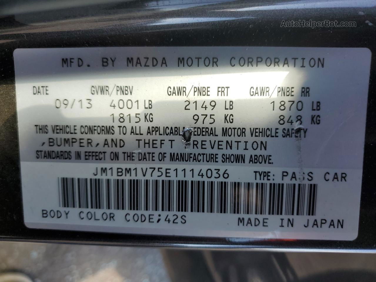 2014 Mazda 3 Touring Gray vin: JM1BM1V75E1114036