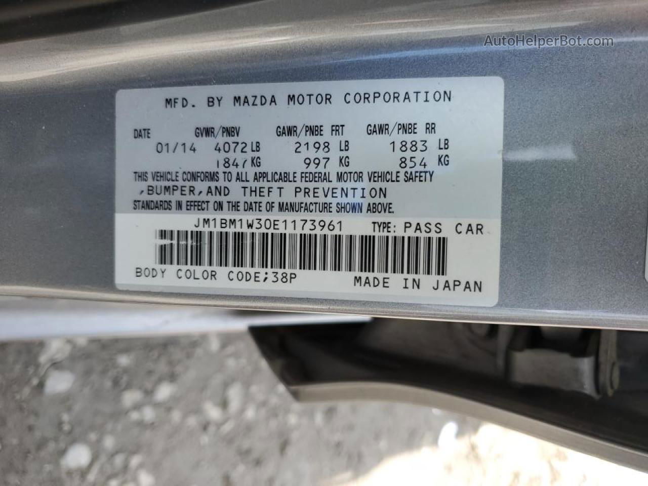 2014 Mazda 3 Grand Touring Silver vin: JM1BM1W30E1173961