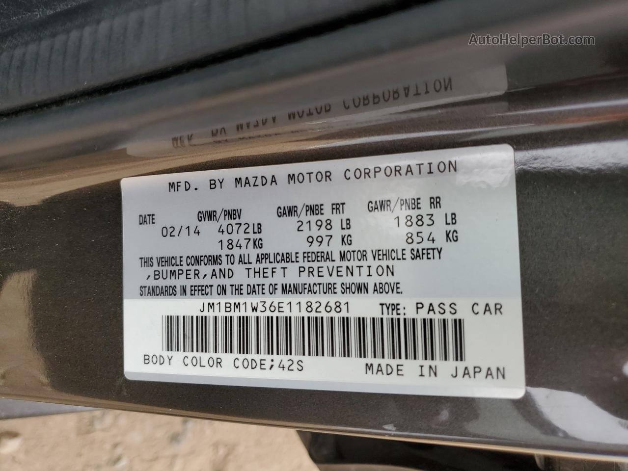 2014 Mazda 3 Grand Touring Серый vin: JM1BM1W36E1182681