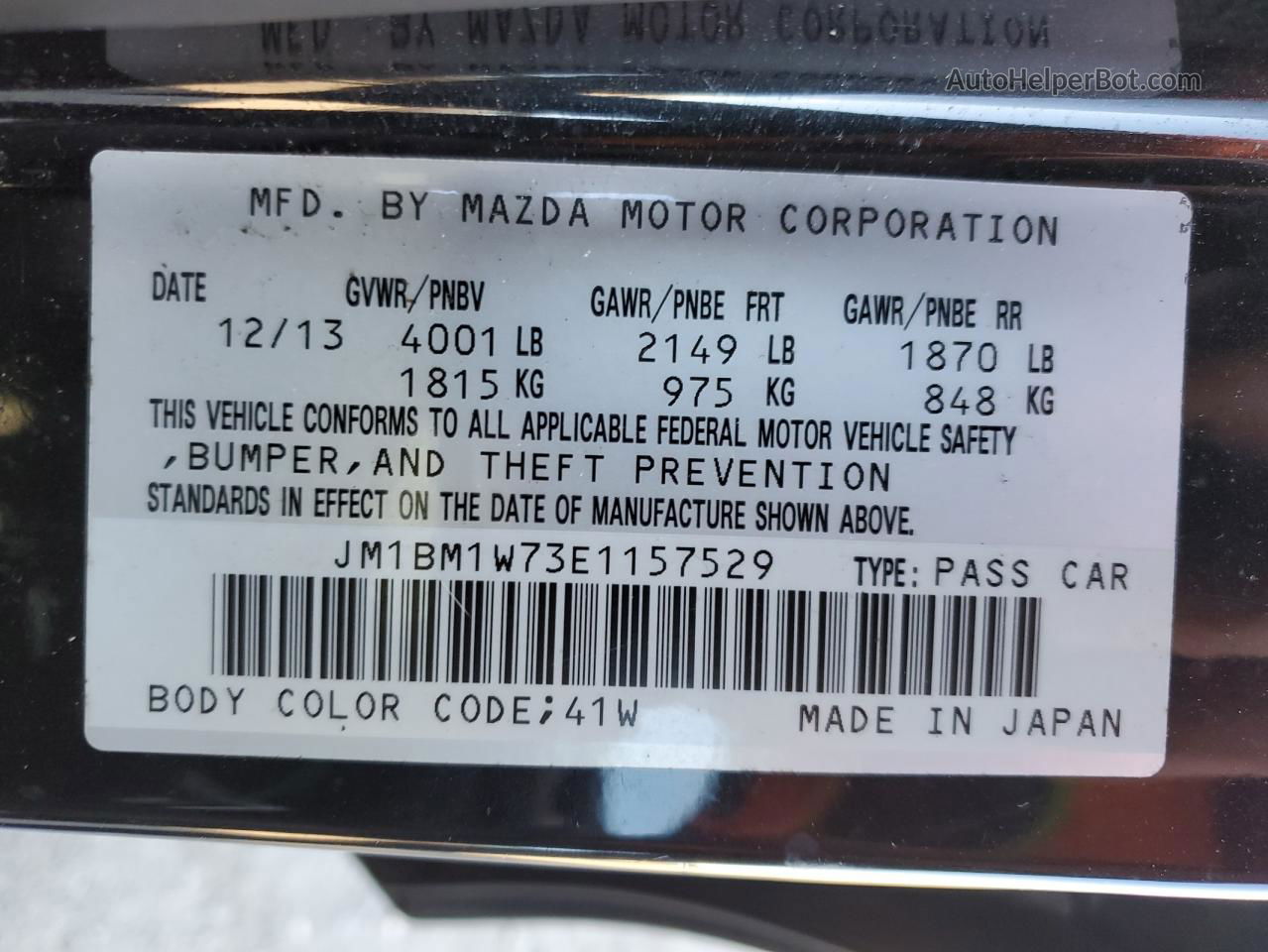2014 Mazda 3 Grand Touring Black vin: JM1BM1W73E1157529