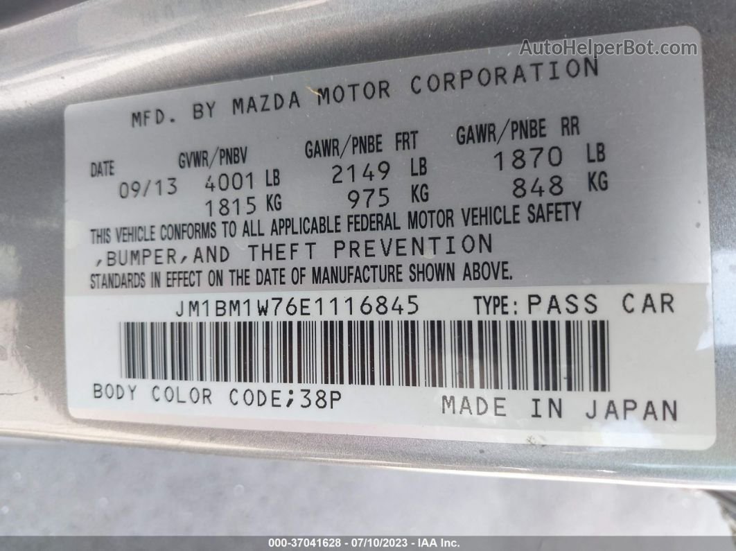 2014 Mazda Mazda3 I Grand Touring Silver vin: JM1BM1W76E1116845