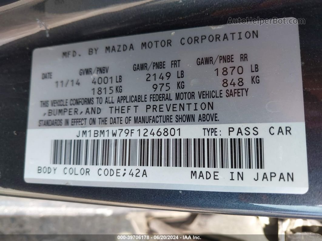 2015 Mazda Mazda3 I Grand Touring Gray vin: JM1BM1W79F1246801