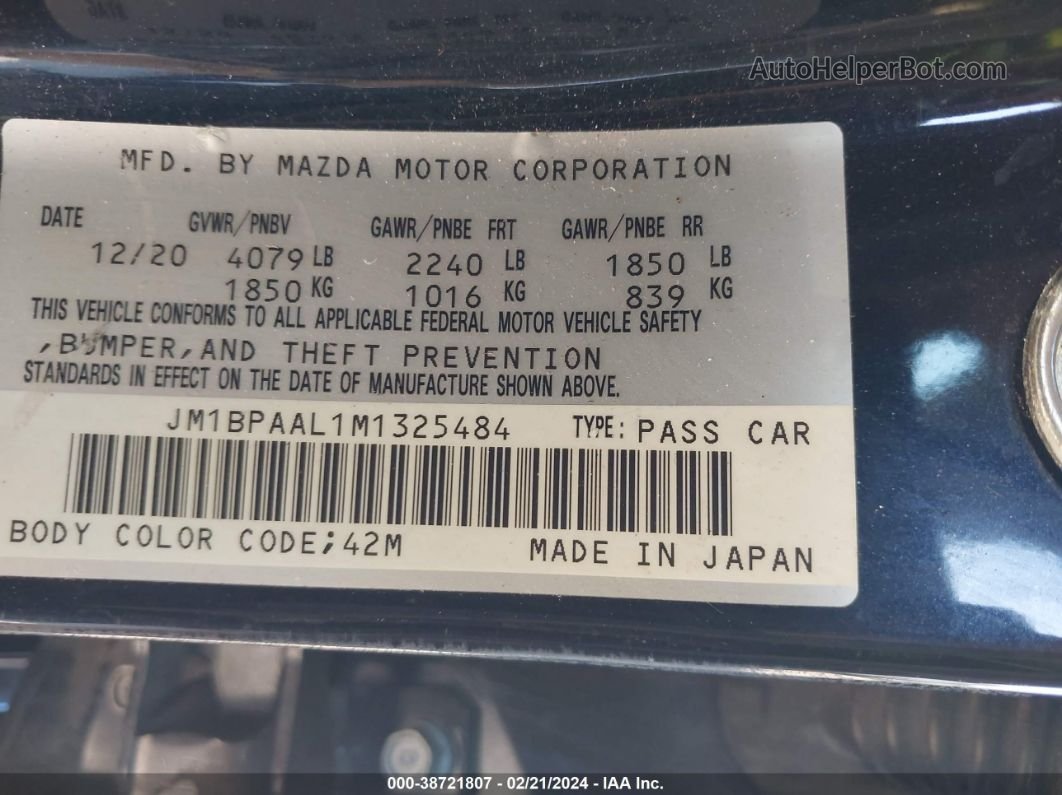 2021 Mazda Mazda3 2.5 S Blue vin: JM1BPAAL1M1325484