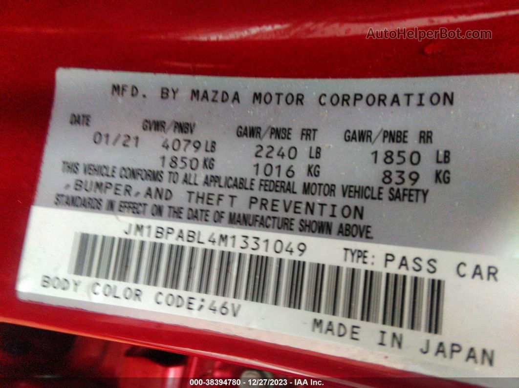2021 Mazda Mazda3 Select Красный vin: JM1BPABL4M1331049