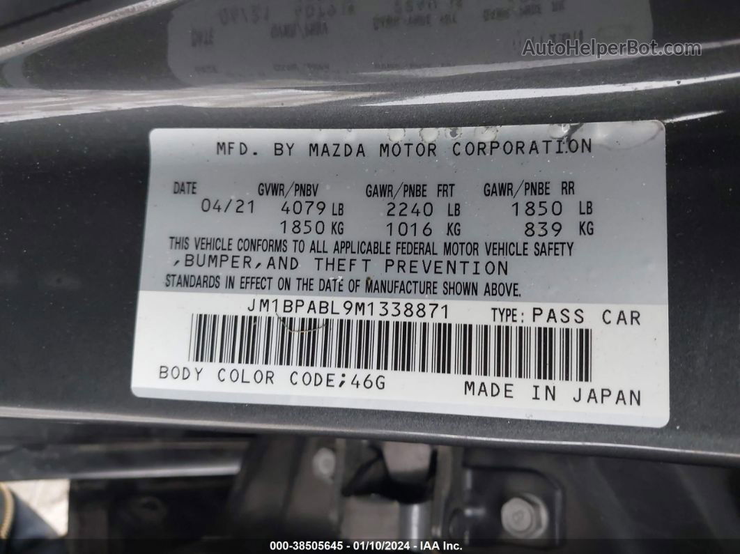 2021 Mazda Mazda3 Select Gray vin: JM1BPABL9M1338871