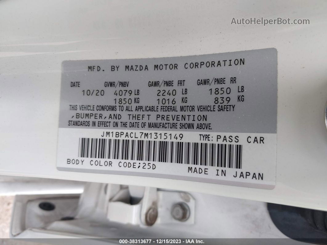 2021 Mazda Mazda3 Preferred White vin: JM1BPACL7M1315149