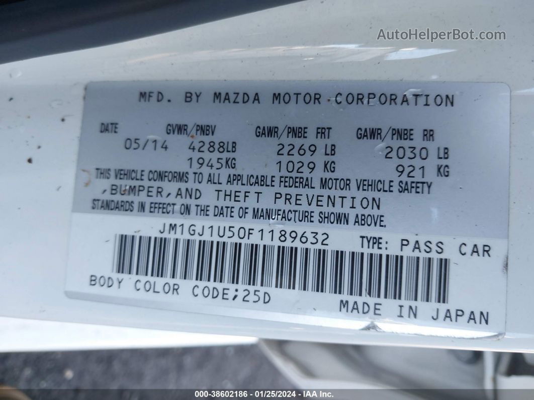2015 Mazda Mazda6 I Sport White vin: JM1GJ1U50F1189632