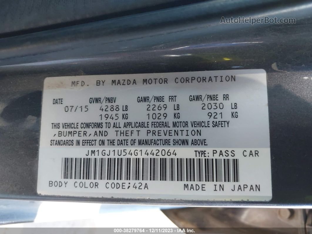 2016 Mazda Mazda6 I Sport Gray vin: JM1GJ1U54G1442064