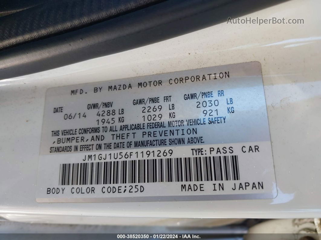 2015 Mazda Mazda6 I Sport White vin: JM1GJ1U56F1191269