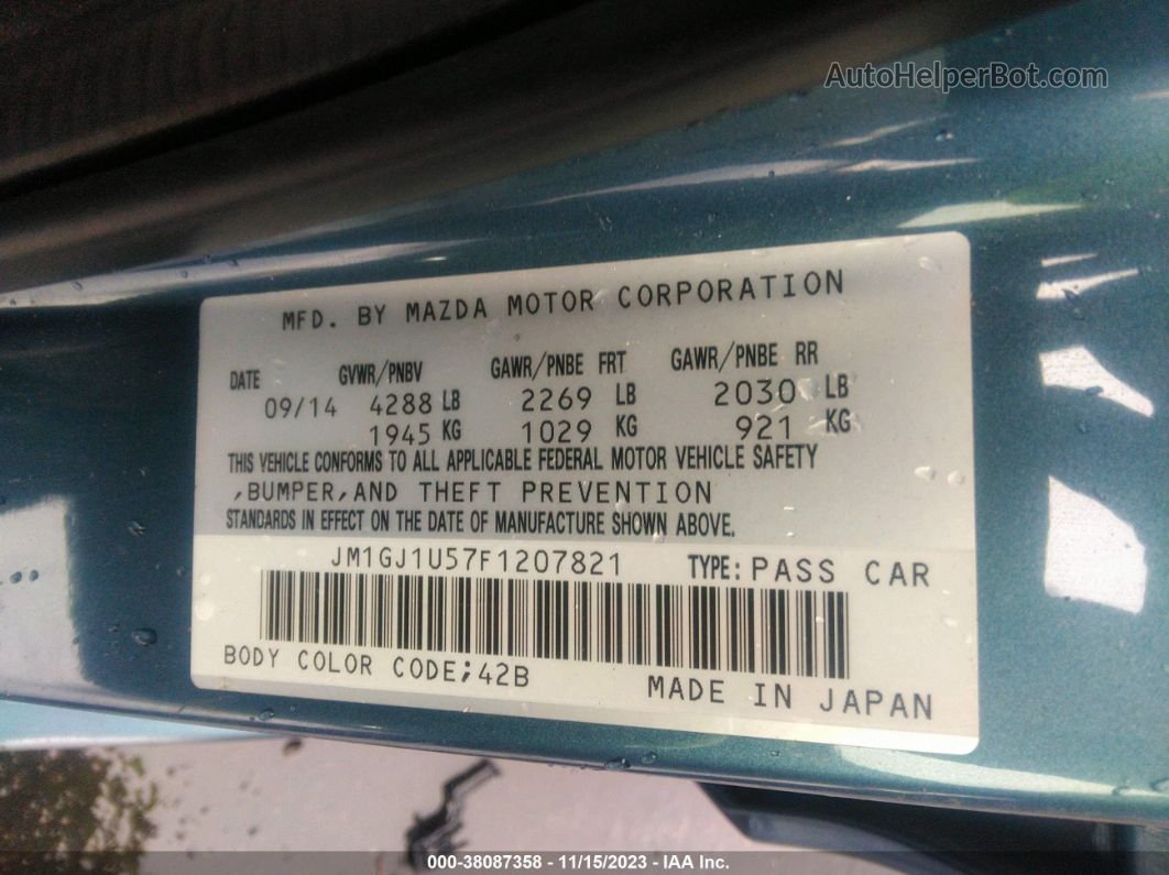 2015 Mazda Mazda6 I Sport Синий vin: JM1GJ1U57F1207821