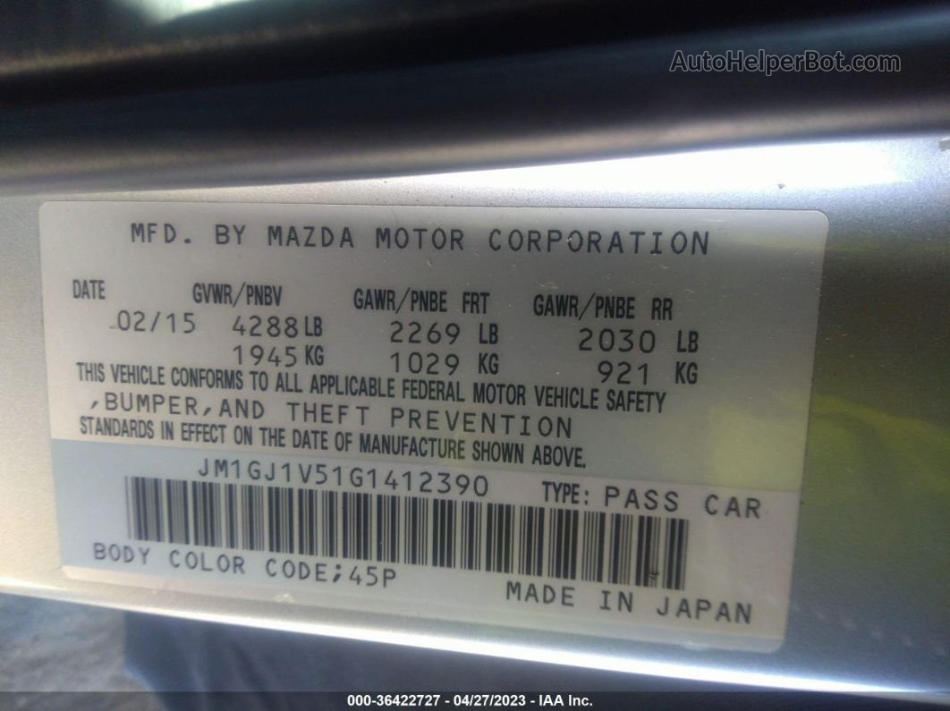 2016 Mazda Mazda6 I Touring Silver vin: JM1GJ1V51G1412390