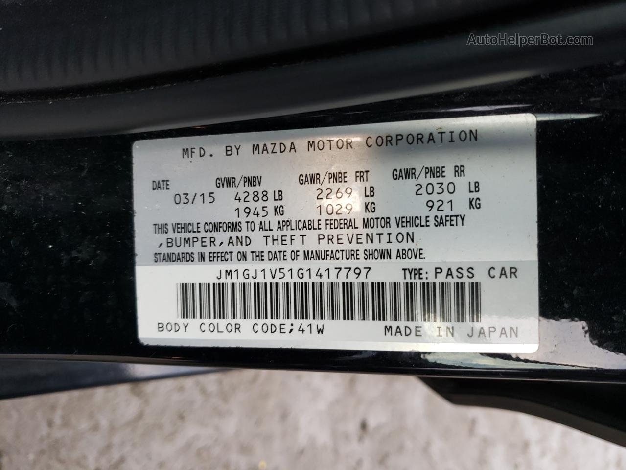 2016 Mazda 6 Touring Black vin: JM1GJ1V51G1417797