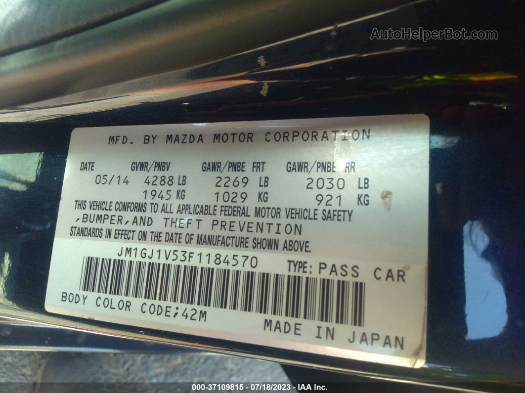 2015 Mazda Mazda6 I Touring Blue vin: JM1GJ1V53F1184570