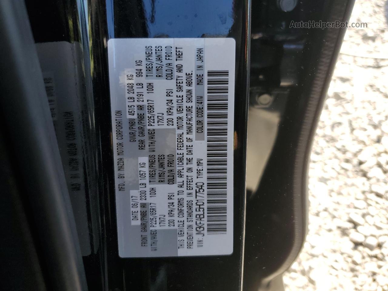2017 Mazda Cx-5 Sport Black vin: JM3KFABL5H0177540