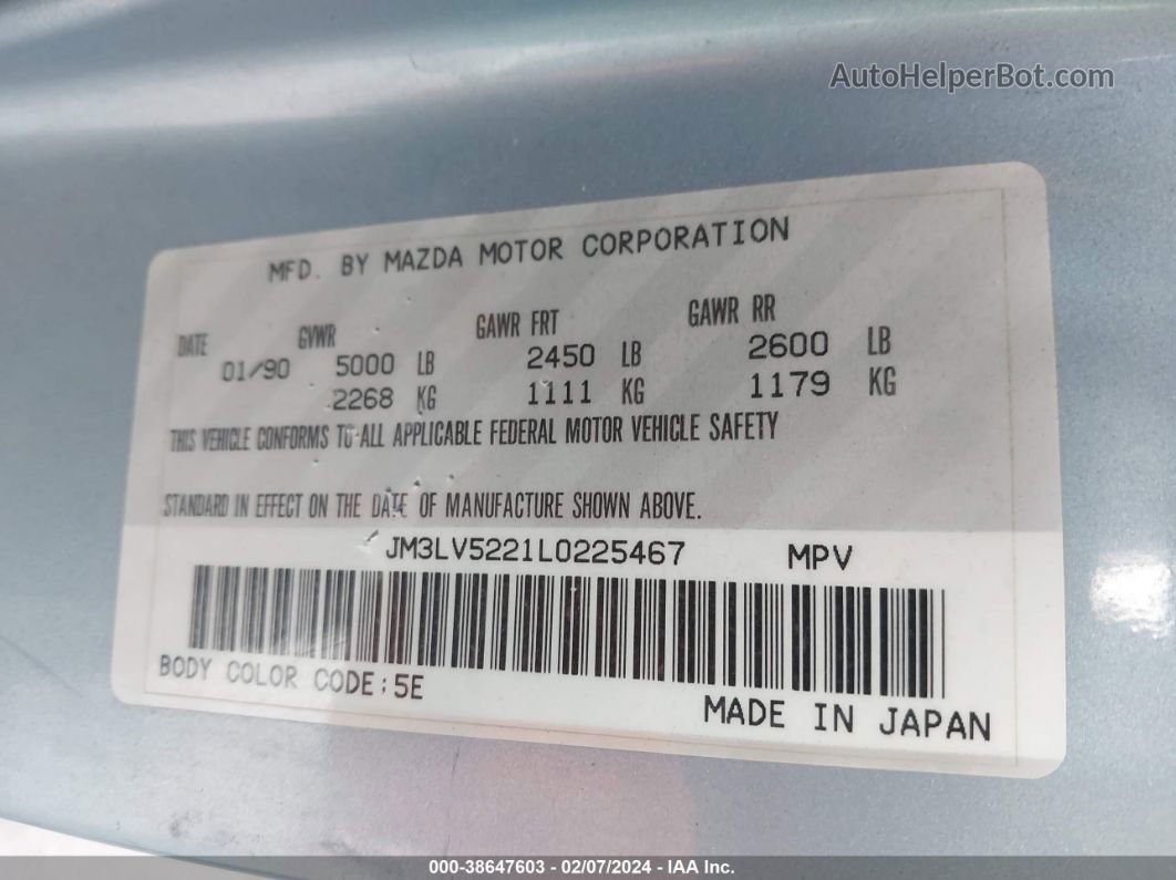 Price & History 1990 Mazda Mpv Wagon 3.0l V6 Fi F3 vin