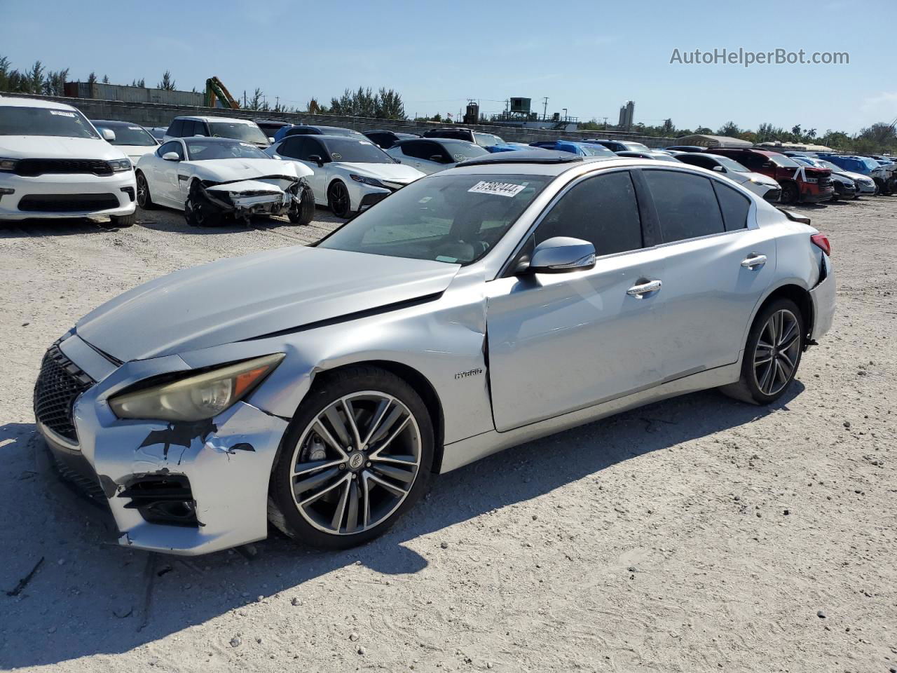 2014 Infiniti Q50 Hybrid Premium Серебряный vin: JN1AV7AP8EM690044