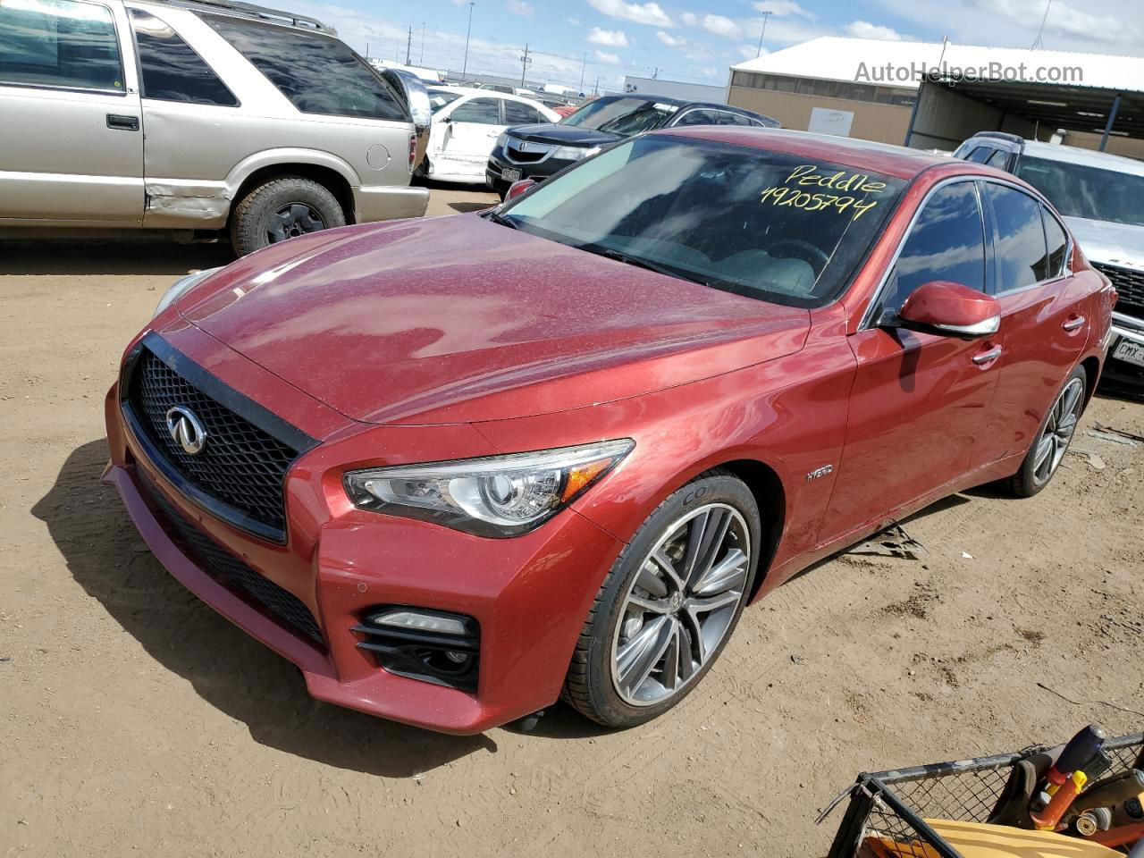 2015 Infiniti Q50 Hybrid Premium Maroon vin: JN1AV7AR6FM850196