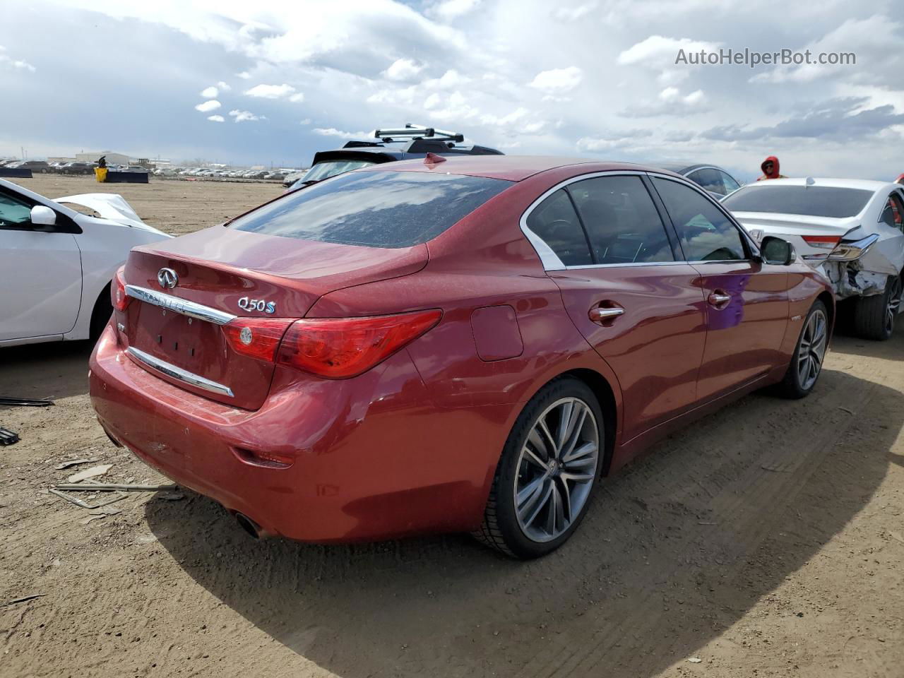 2015 Infiniti Q50 Hybrid Premium Maroon vin: JN1AV7AR6FM850196