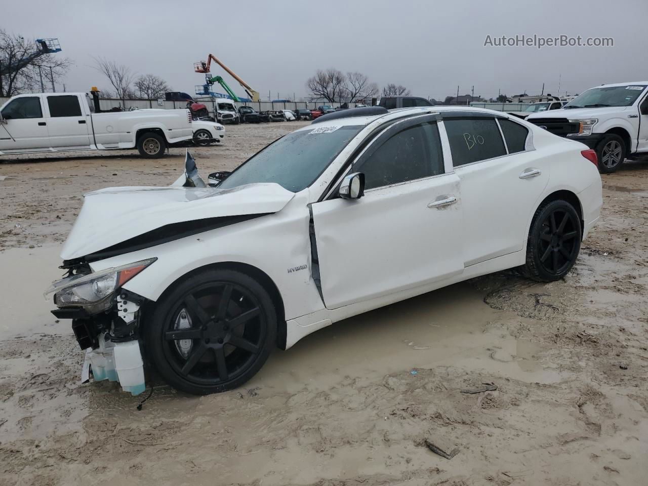 2014 Infiniti Q50 Hybrid Premium White vin: JN1AV7AR9EM703420