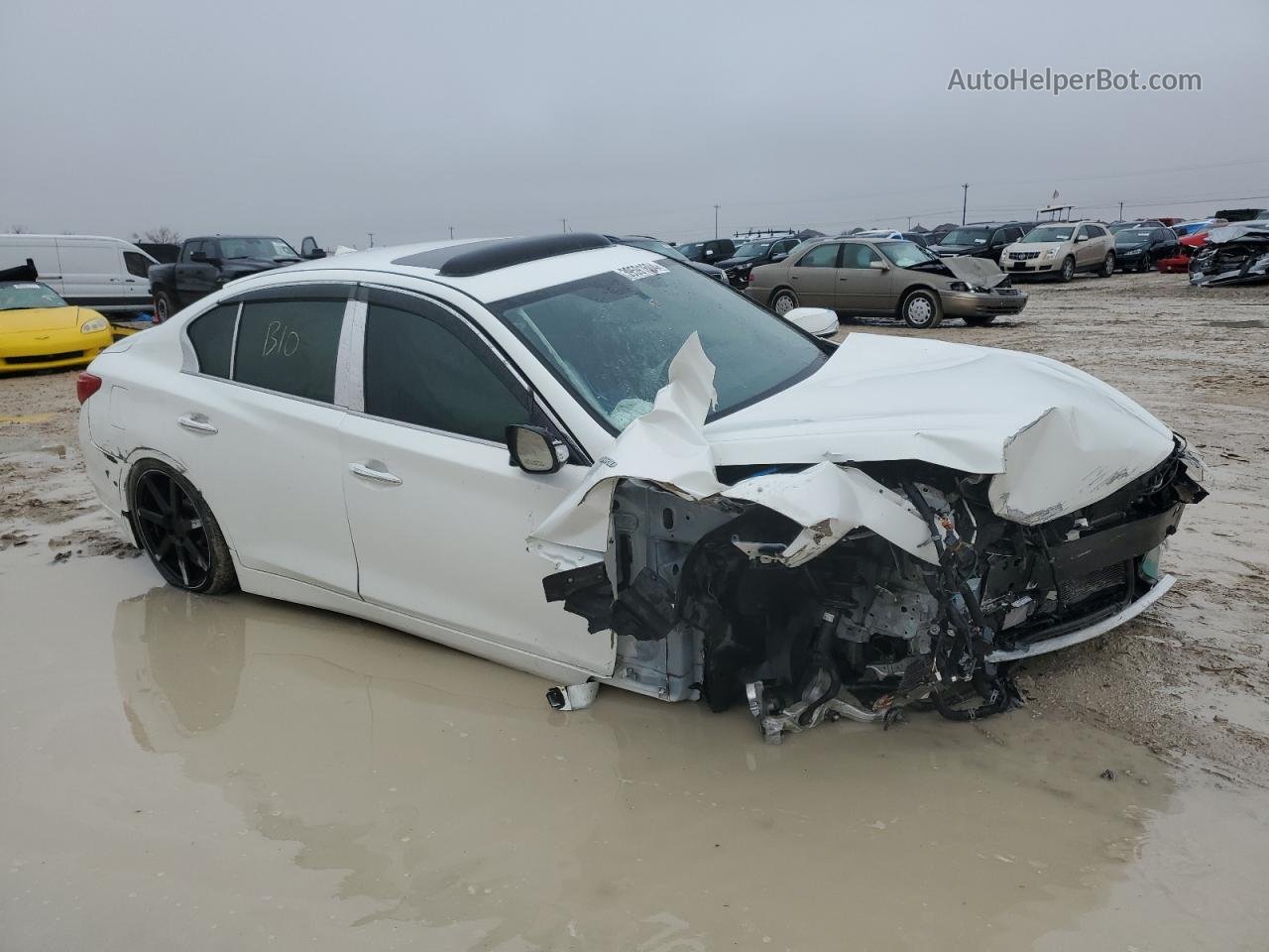 2014 Infiniti Q50 Hybrid Premium White vin: JN1AV7AR9EM703420