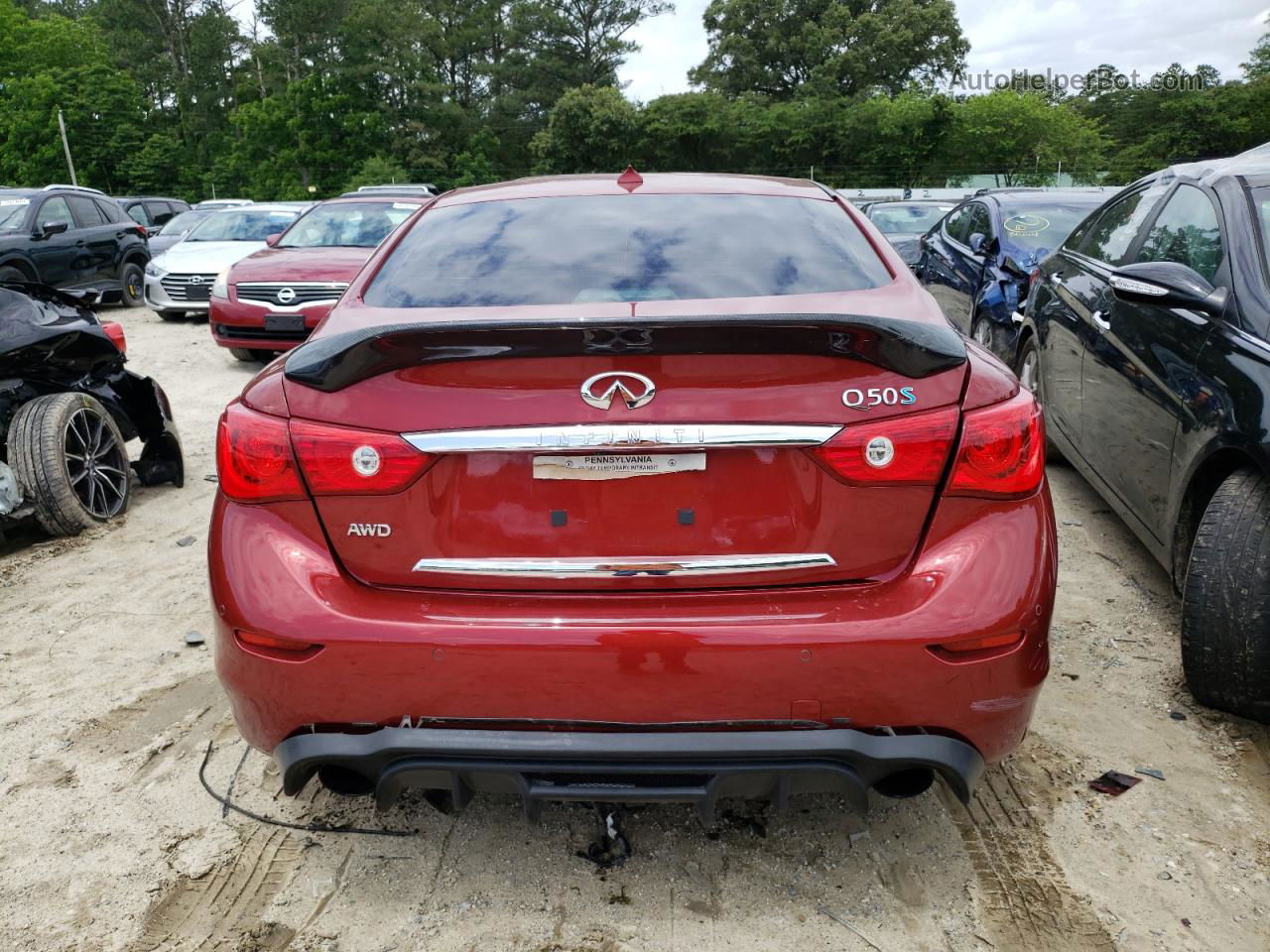 2014 Infiniti Q50 Hybrid Premium Red vin: JN1AV7ARXEM702714