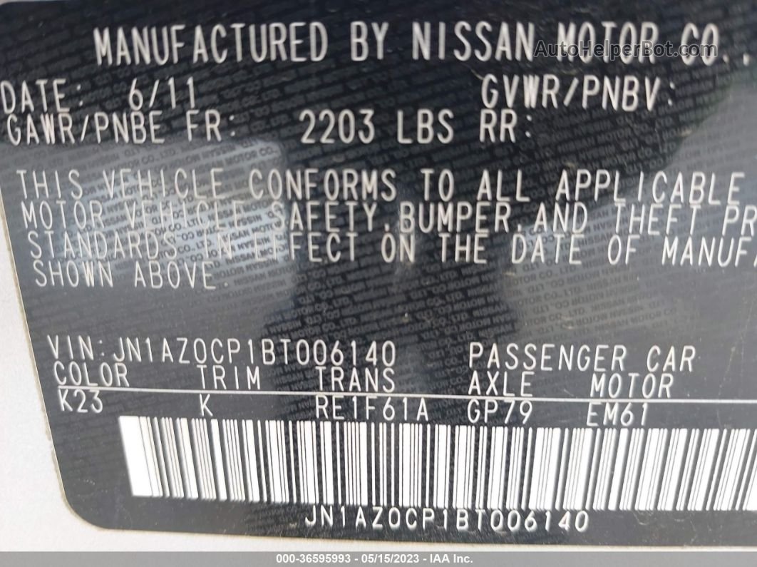 2011 Nissan Leaf Sl-e Silver vin: JN1AZ0CP1BT006140