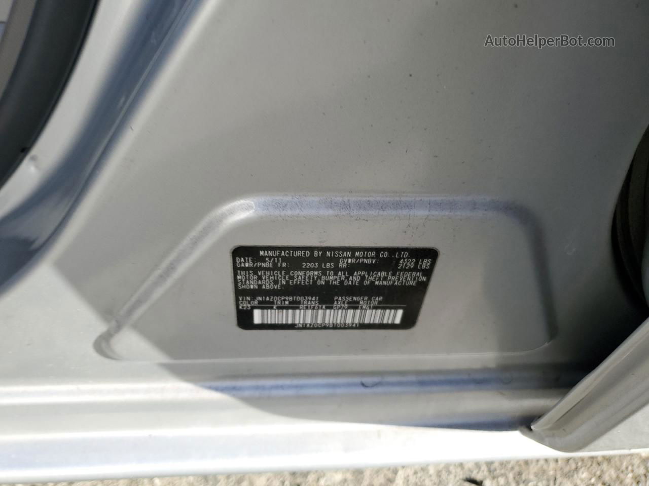 2011 Nissan Leaf Sv Серебряный vin: JN1AZ0CP9BT003941