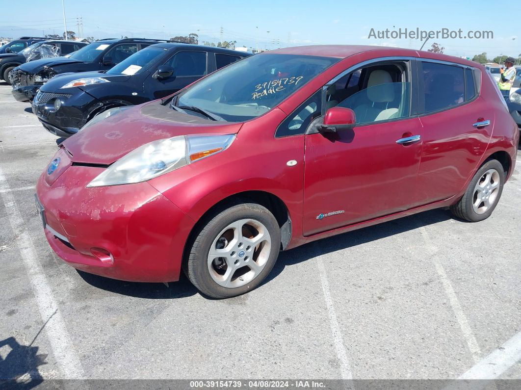 2011 Nissan Leaf Sl Burgundy vin: JN1AZ0CP9BT008315