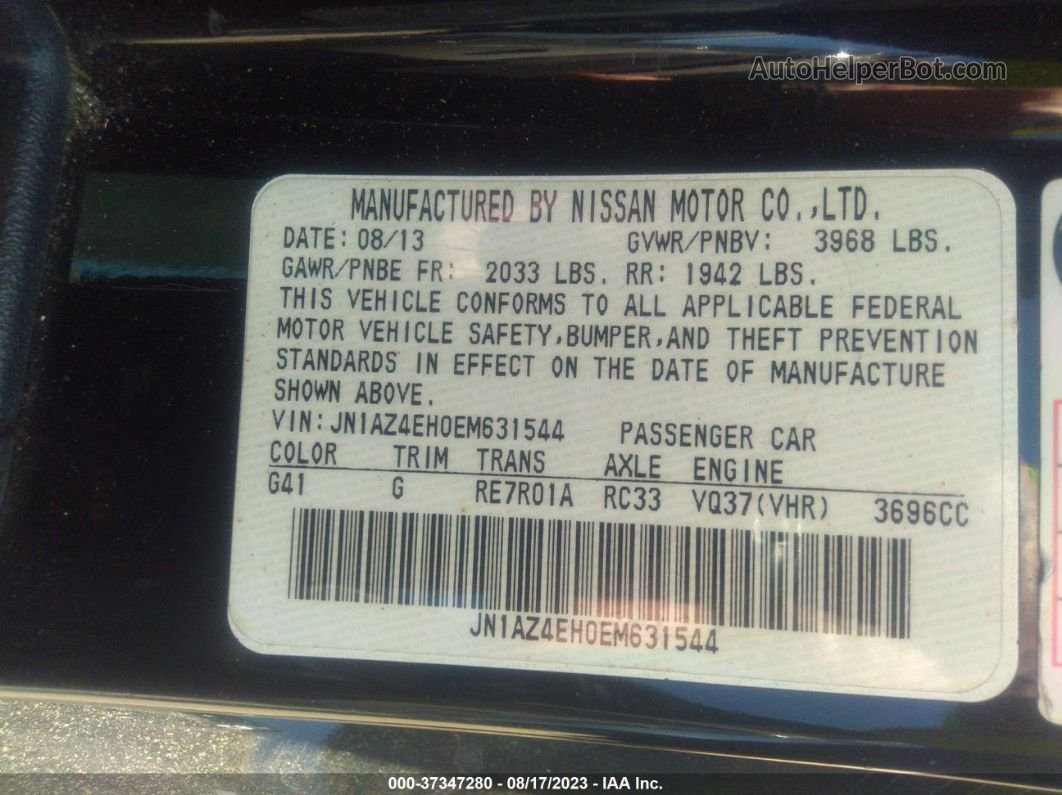 2014 Nissan 370z   Черный vin: JN1AZ4EH0EM631544