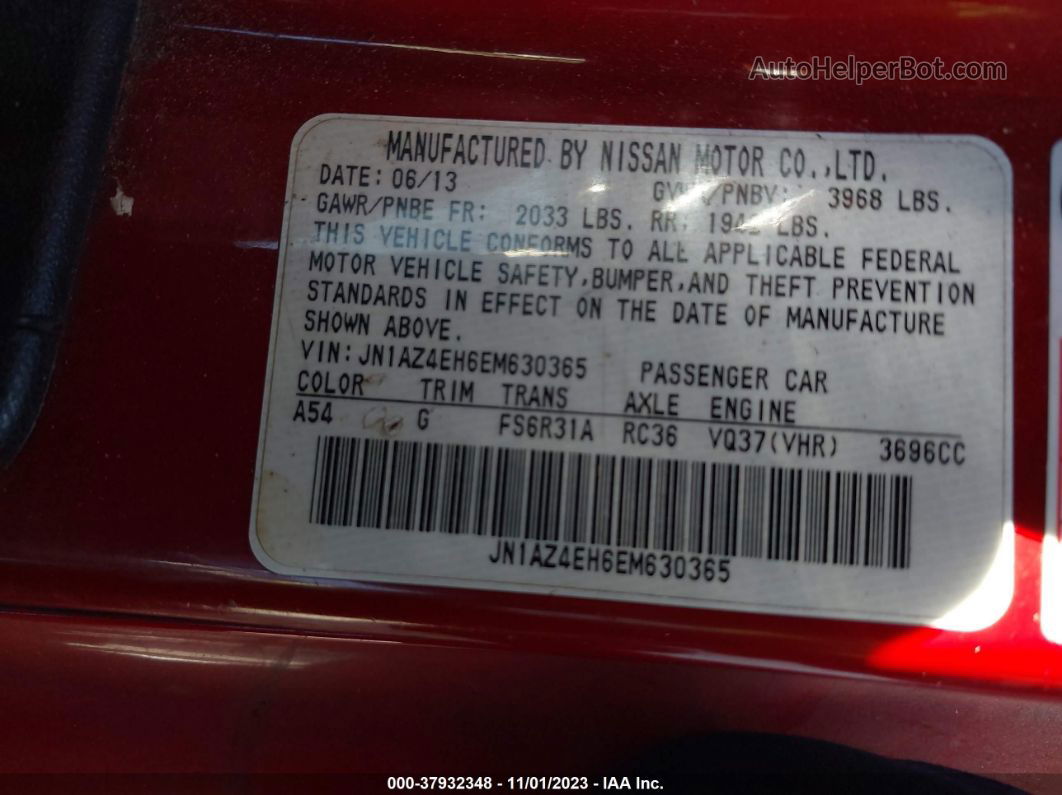2014 Nissan 370z   Red vin: JN1AZ4EH6EM630365